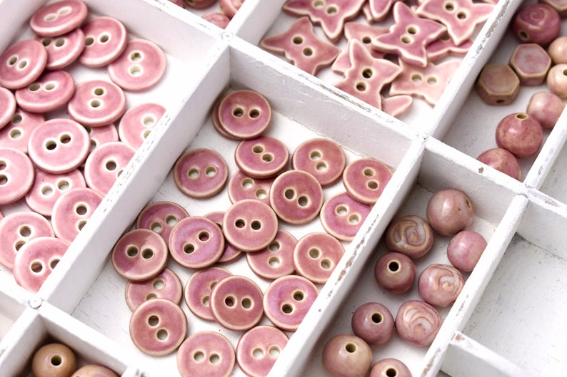 Ceramic Button in Vintage Pink, 14mm or 16mm Button, Ceramic Button, Button, Sew on Button, Ceramic Embellishments image 3