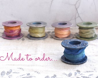 Made to Order, Ceramic Bobbin, Botanical Bobbin, Ceramic , Bobbin, Ribbon Holder, One of a Kind, Unique Gifts