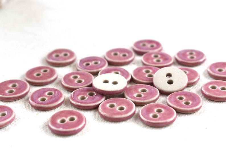 Ceramic Button in Vintage Pink, 14mm or 16mm Button, Ceramic Button, Button, Sew on Button, Ceramic Embellishments image 5