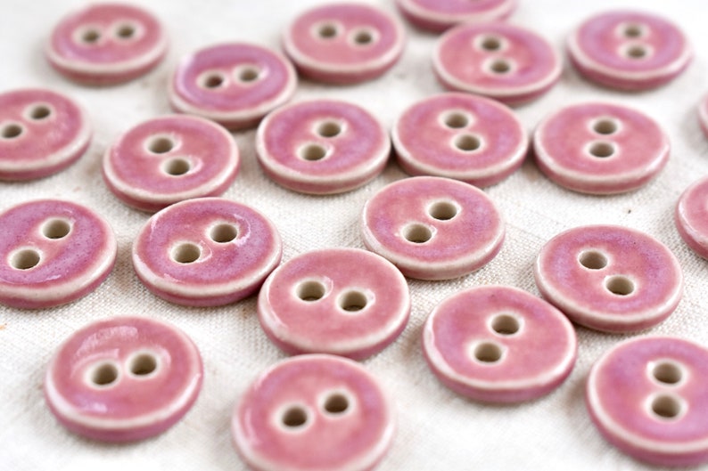 Ceramic Button in Vintage Pink, 14mm or 16mm Button, Ceramic Button, Button, Sew on Button, Ceramic Embellishments image 2