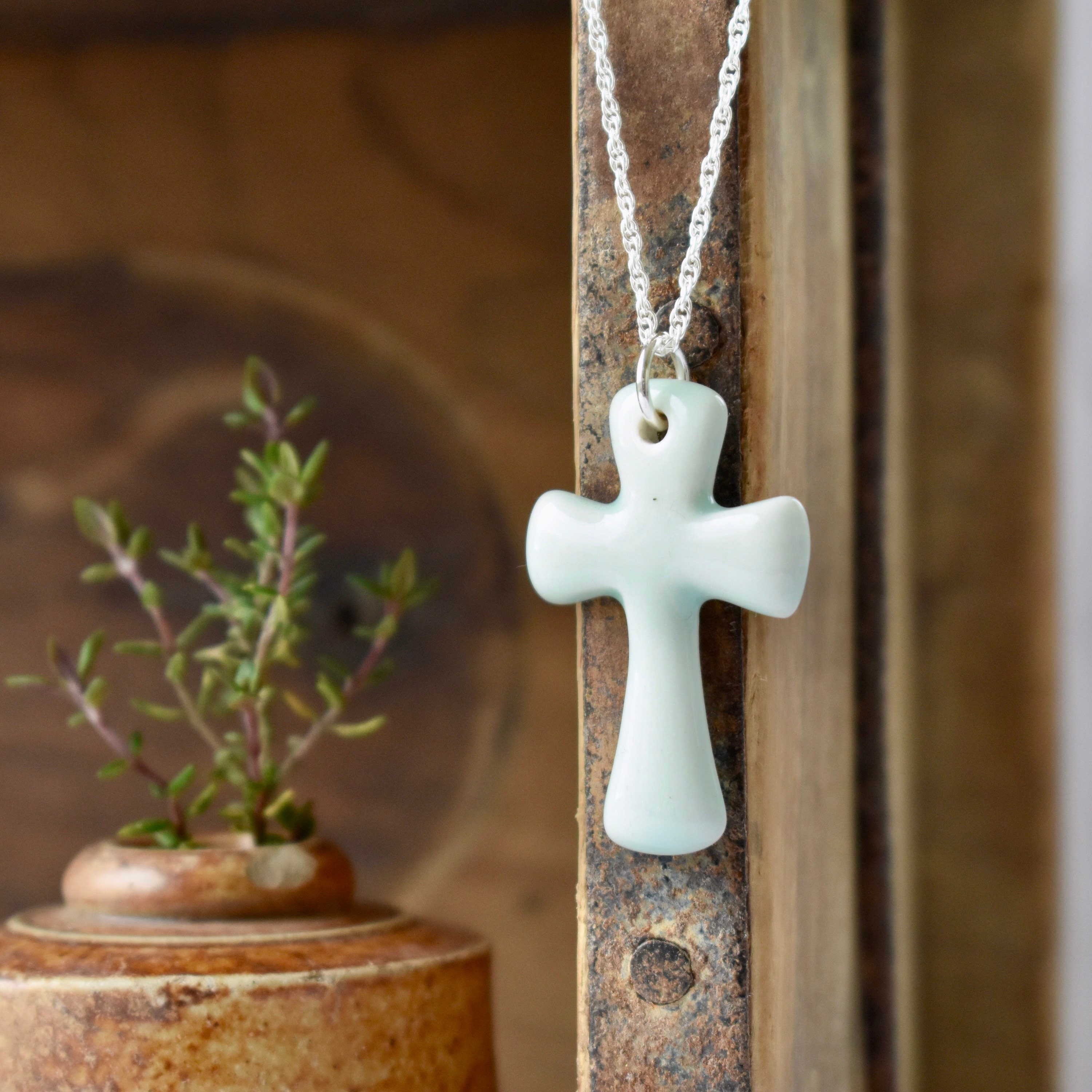 Ceramic cross necklace deals