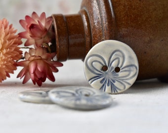 Flower Button, Ceramic Button, Sew on Buttons, Buttons, Ceramic Embellishments, One of a Kind Buttons, Floral, Button, Haberdashery