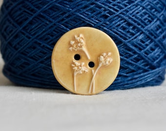 Handmade Ceramic Button: Fennel, Ceramic Embellishment