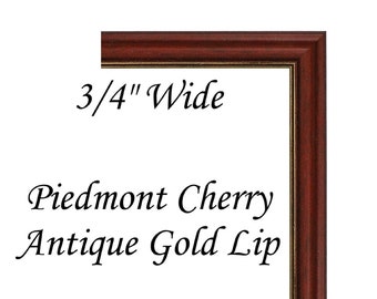 Custom Cut DIY 3/4&quot; Wide Piedmont Cherry w/ Gold Lip Wood Picture Frame Moulding