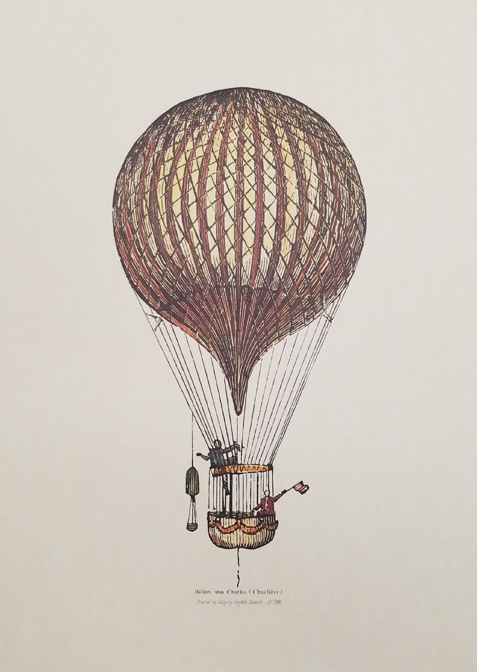 Bressy Vintage hot air balloon print with frame made in Italy by Grajfiche Tasgottii 17 Juin 1786 Acension de Testu Bressy Vintage hot air balloon print with frame made in Italy by Grajfiche Tasgottii 17 Juin 1786 Acension de Testu
