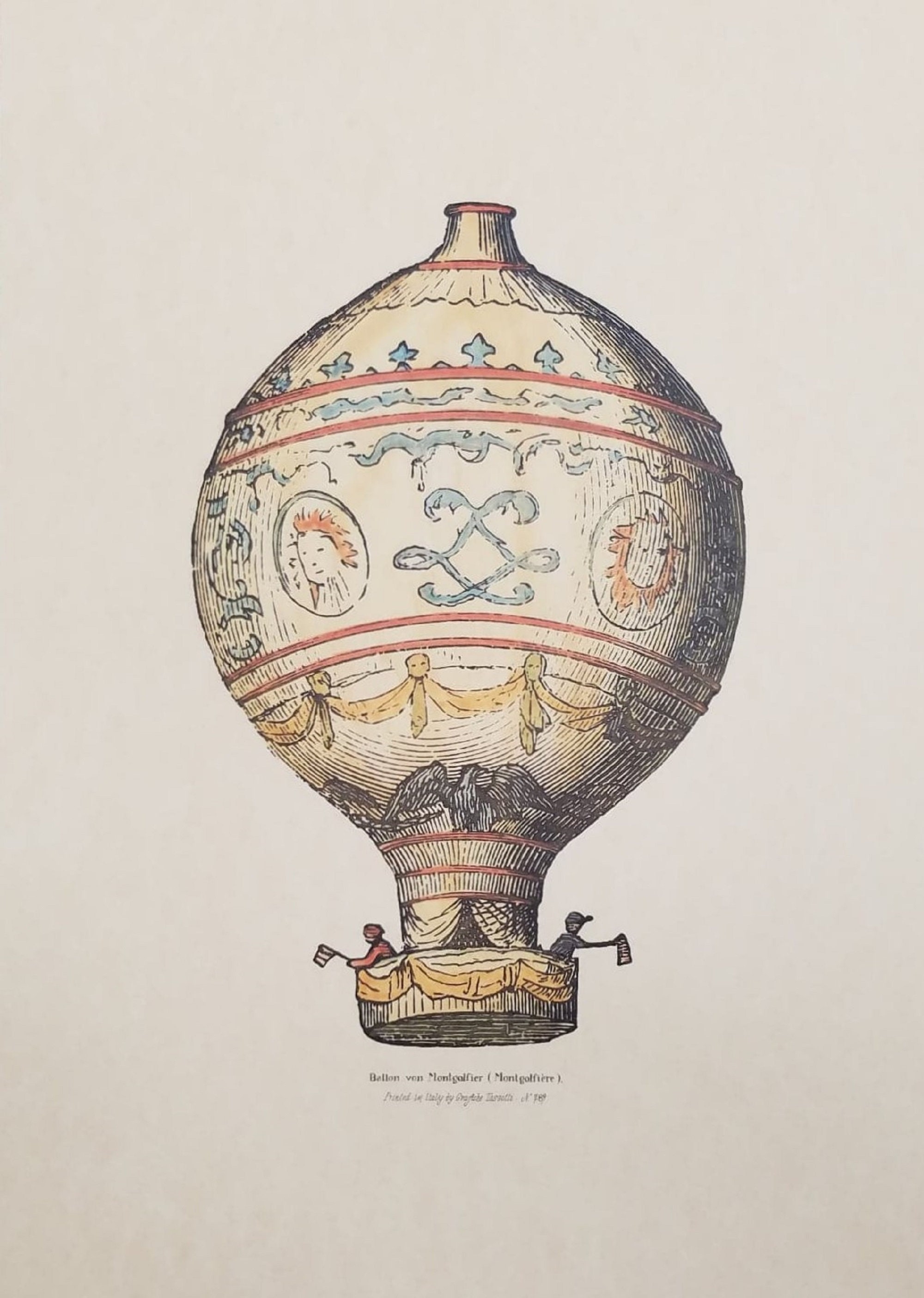 Bressy Vintage hot air balloon print with frame made in Italy by Grajfiche Tasgottii 17 Juin 1786 Acension de Testu Bressy Vintage hot air balloon print with frame made in Italy by Grajfiche Tasgottii 17 Juin 1786 Acension de Testu
