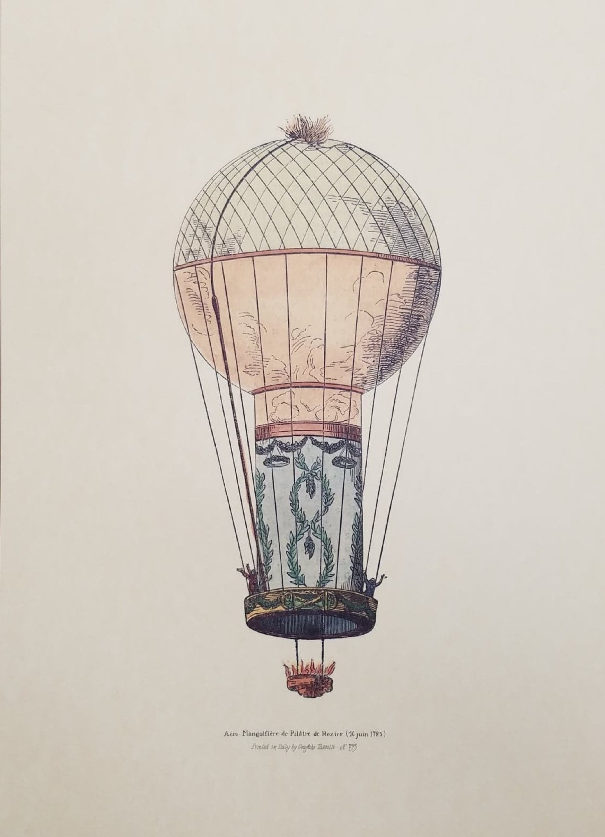Bressy Vintage hot air balloon print with frame made in Italy by Grajfiche Tasgottii 17 Juin 1786 Acension de Testu Bressy Vintage hot air balloon print with frame made in Italy by Grajfiche Tasgottii 17 Juin 1786 Acension de Testu