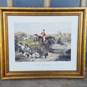 English Hunt Scene &quot;The Death&quot;  1&quot; Wide Dark Oxford Antique Gold Wood Picture Frame