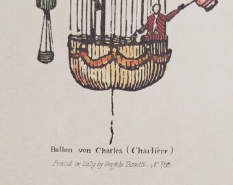 Bressy Vintage hot air balloon print with frame made in Italy by Grajfiche Tasgottii 17 Juin 1786 Acension de Testu Bressy Vintage hot air balloon print with frame made in Italy by Grajfiche Tasgottii 17 Juin 1786 Acension de Testu
