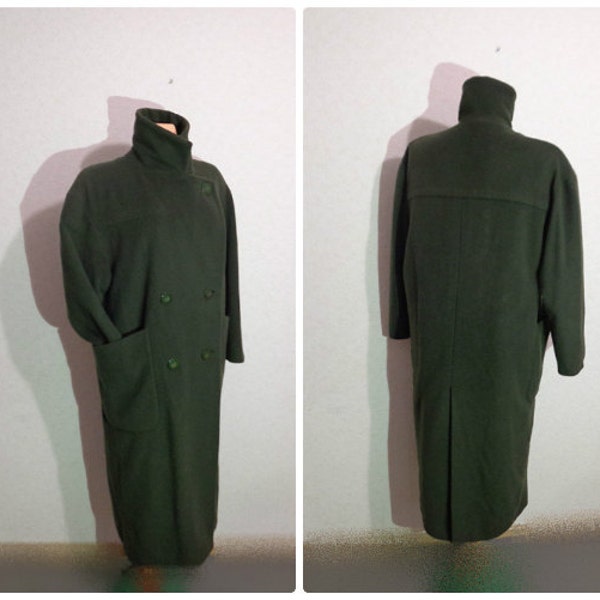 dark Green Coat Womens wool coat,Large Size