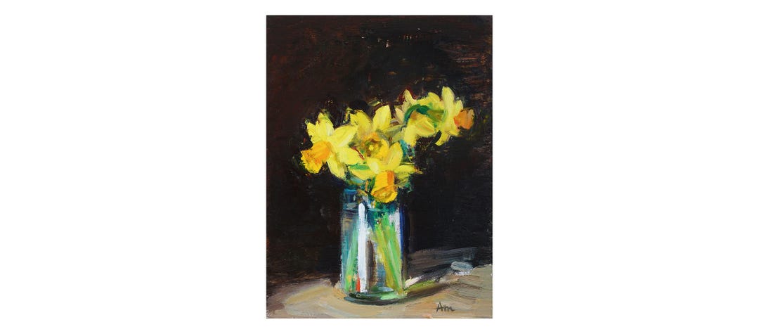 First Daffodils - Original Floral Oil Painting Flower - Impressionist ...