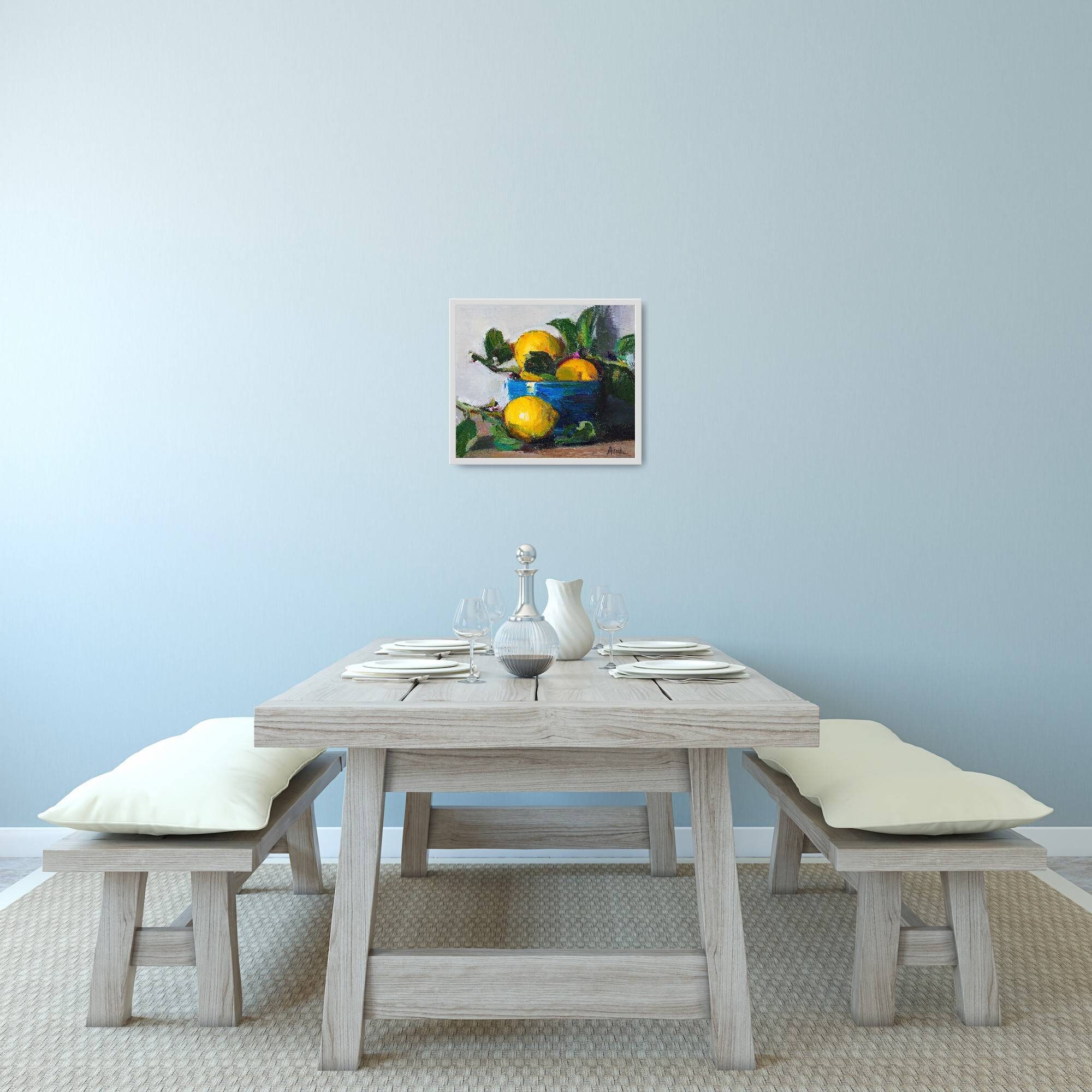 Fine Art Giclee Print Lemons in a Blue Bowl Still Life Etsy