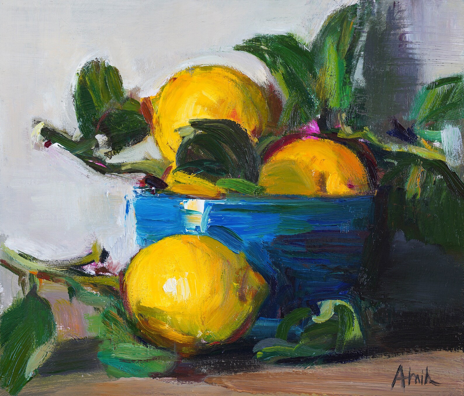 Fine Art Giclee Print Lemons in a Blue Bowl Still Life Etsy