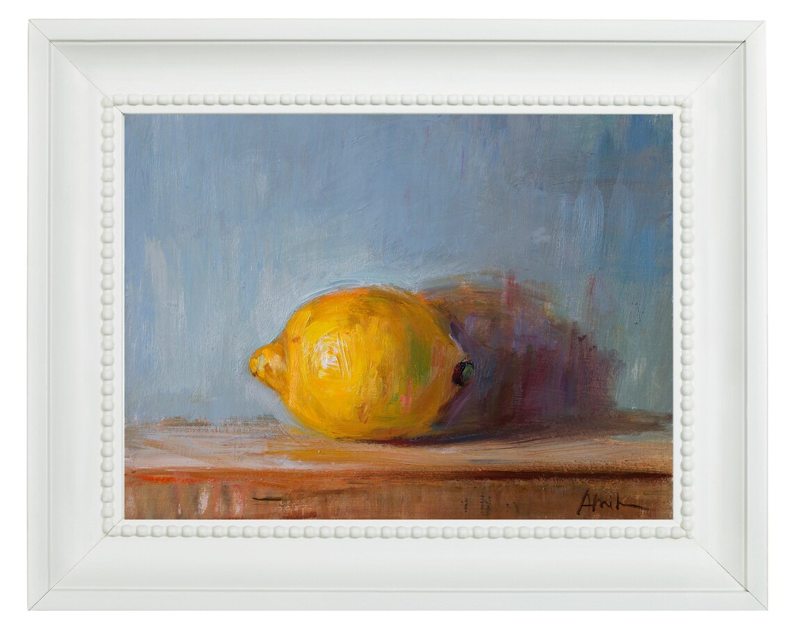 Fine Art Giclee Print Lemon on Blue Original Oil Painting Etsy