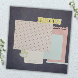 Precious- 12X12 Scrapbook Page, Baby Premade Scrapbook Page, Vintage Scrapbook Page, 12X12 Scrapbook Layout, Boy Scrapbook Premade Page