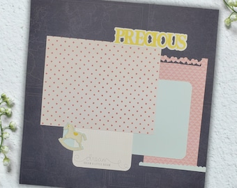 Precious- 12X12 Scrapbook Page, Baby Premade Scrapbook Page, Vintage Scrapbook Page, 12X12 Scrapbook Layout, Boy Scrapbook Premade Page