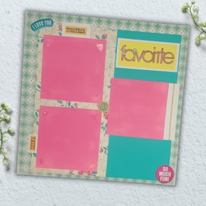 Favorite- 12X12 Scrapbook Page, Summer Premade Scrapbook Page, Girl Scrapbook Page, 12X12 Scrapbook Layout, Travel Scrapbook Premade Page