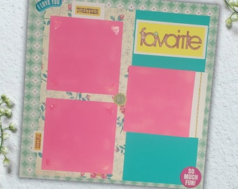 Favorite- 12X12 Scrapbook Page, Summer Premade Scrapbook Page, Girl Scrapbook Page, 12X12 Scrapbook Layout, Travel Scrapbook Premade Page