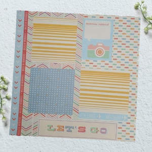 Let&#39;s Go- 12X12 Scrapbook Page, Vacation Premade Scrapbook Page, Travel Scrapbook Page, 12X12 Scrapbook Layout, Scrapbook Premade Page