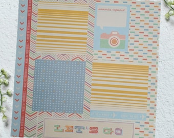 Let's Go- 12X12 Scrapbook Page, Vacation Premade Scrapbook Page, Travel Scrapbook Page, 12X12 Scrapbook Layout, Scrapbook Premade Page