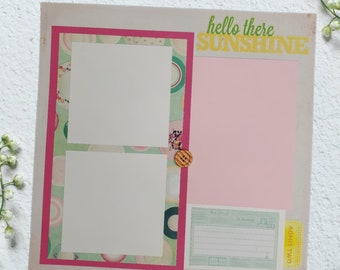 Hello There Sunshine- 12X12 Scrapbook Page, Summer Premade Scrapbook Page, Scrapbook Page, 12X12 Scrapbook Layout, Scrapbook Premade Page