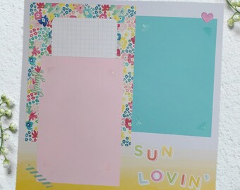 Sun Lovin'- 12X12 Scrapbook Page, Summer Premade Scrapbook Page, Vacation Scrapbook Page, 12X12 Scrapbook Layout, Scrapbook Premade Page