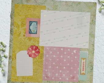 Wonderful- 12X12 Scrapbook Page, Girl Premade Scrapbook Page, Vintage Scrapbook Page, 12X12 Scrapbook Layout, Scrapbook Premade Page