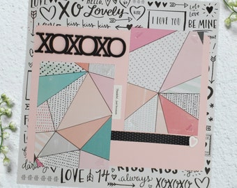 XOXOXO-12X12 Scrapbook Page, Love Premade Scrapbook Page, Valentine Scrapbook Page, 12X12 Scrapbook Layout, Scrapbook Premade Page, Couple