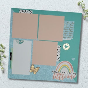 Chase Rainbows- 12X12 Scrapbook Page, Baby Premade Scrapbook Page, Nursery Scrapbook Page, 12X12 Scrapbook Layout, Scrapbook Premade Page