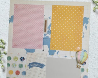 Adventure- 12X12 Scrapbook Page, Vacation Premade Scrapbook Page, Travel Scrapbook Page, 12X12 Scrapbook Layout, Scrapbook Premade Page