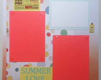 Summer Love- 12X12 Scrapbook Page, Summer Premade Scrapbook Page, Beach Scrapbook Page, 12X12 Scrapbook Layout, Scrapbook Premade Page