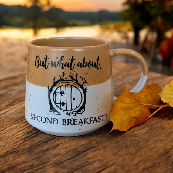 Second Breakfast Mug – Lord of the Rings Hobbit Inspired Ceramic Coffee Cup – Tolkien Fan Gift