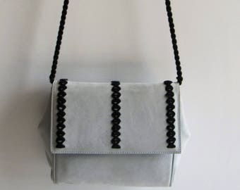Louis Féraud Paris Vintage Powder Blue Soft Lambskin Leather Cross Body Bag-EUC