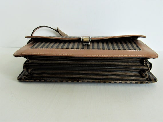 Vintage Fendi S.A.S. Pequin Stripe & Tan Leather … - image 6