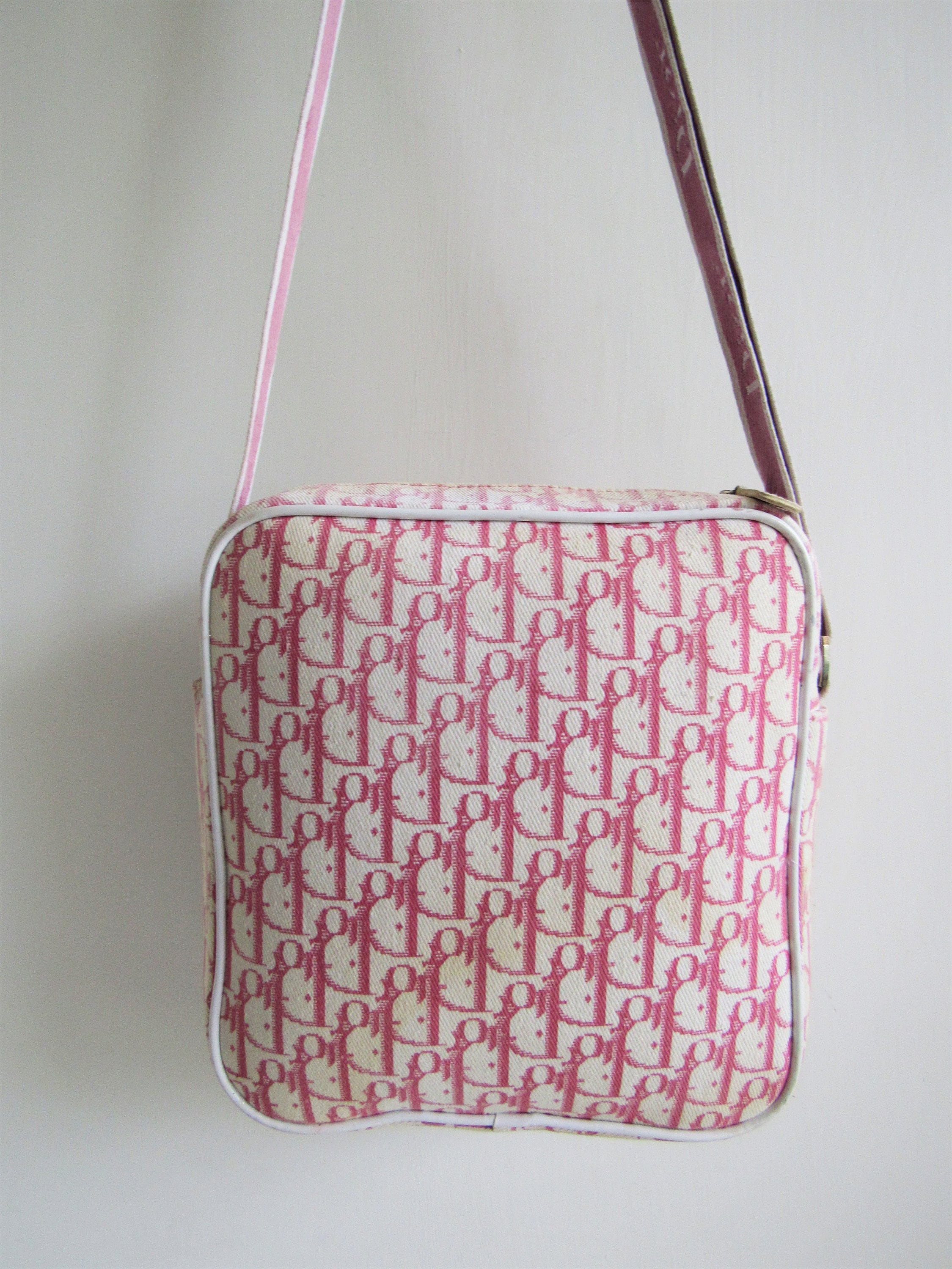 バッグ Dior Trotter flower pattern Shoulder Bag DIOR trotter shoulder bag stonelogo flower pink white canvas