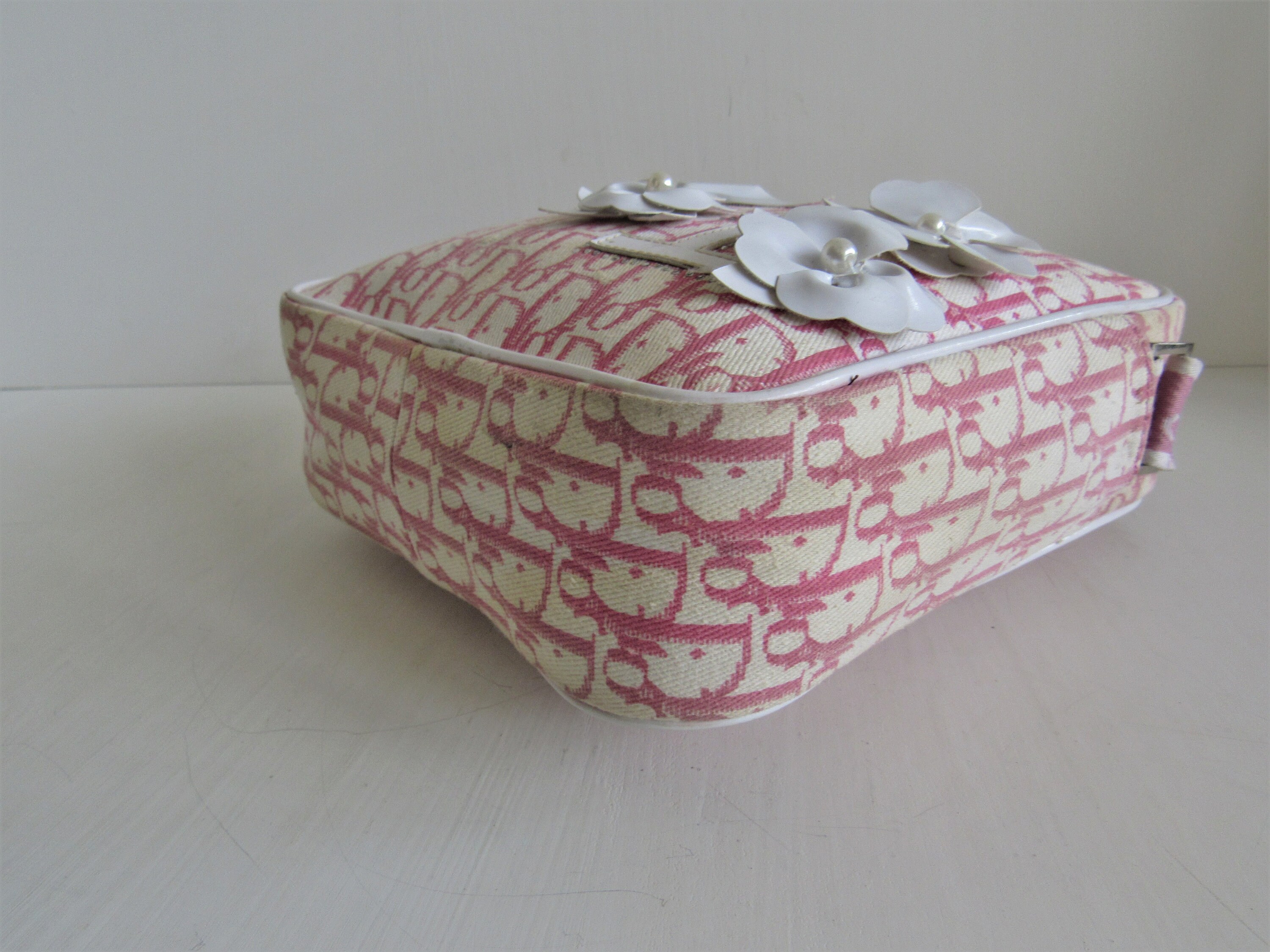 クリスチャン ディオール トロッター ピンク/ホワイト キャンバス