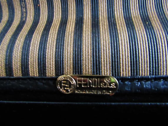 Vintage Fendi S.A.S. Pequin Stripe & Tan Leather … - image 10