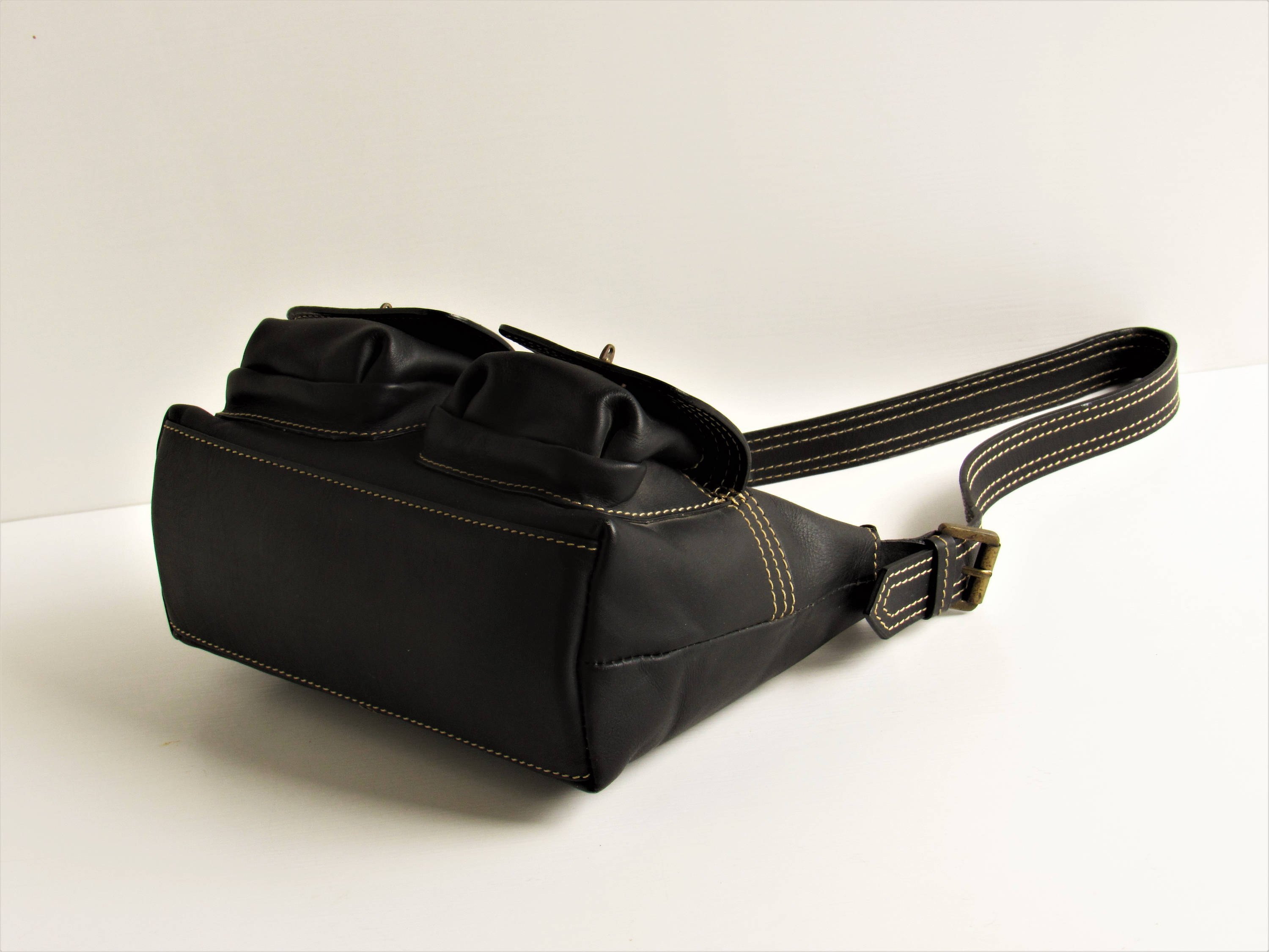 MULBERRY Vintage Black Leather Front Pockets Small Hobo MULBERRY Vintage Black Leather Front Pockets Small Hobo