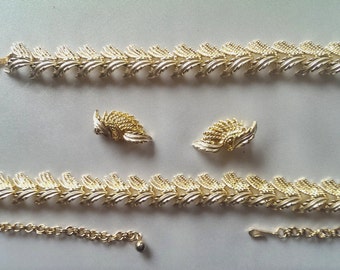 Vintage Judy Lee Gold Tone Necklace, Bracelet & Earring Set