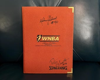 Rare Signed Vintage WNBA Basketball Notebook Cover - Kym Hampton & Robin Threatt - Seattle Storm Collectible