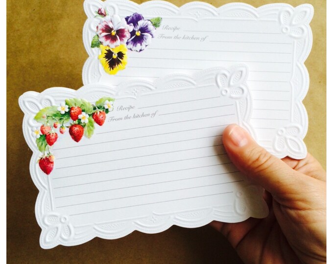 Vintage Embossed Recipe Cards Strawberries and Violets Etsy