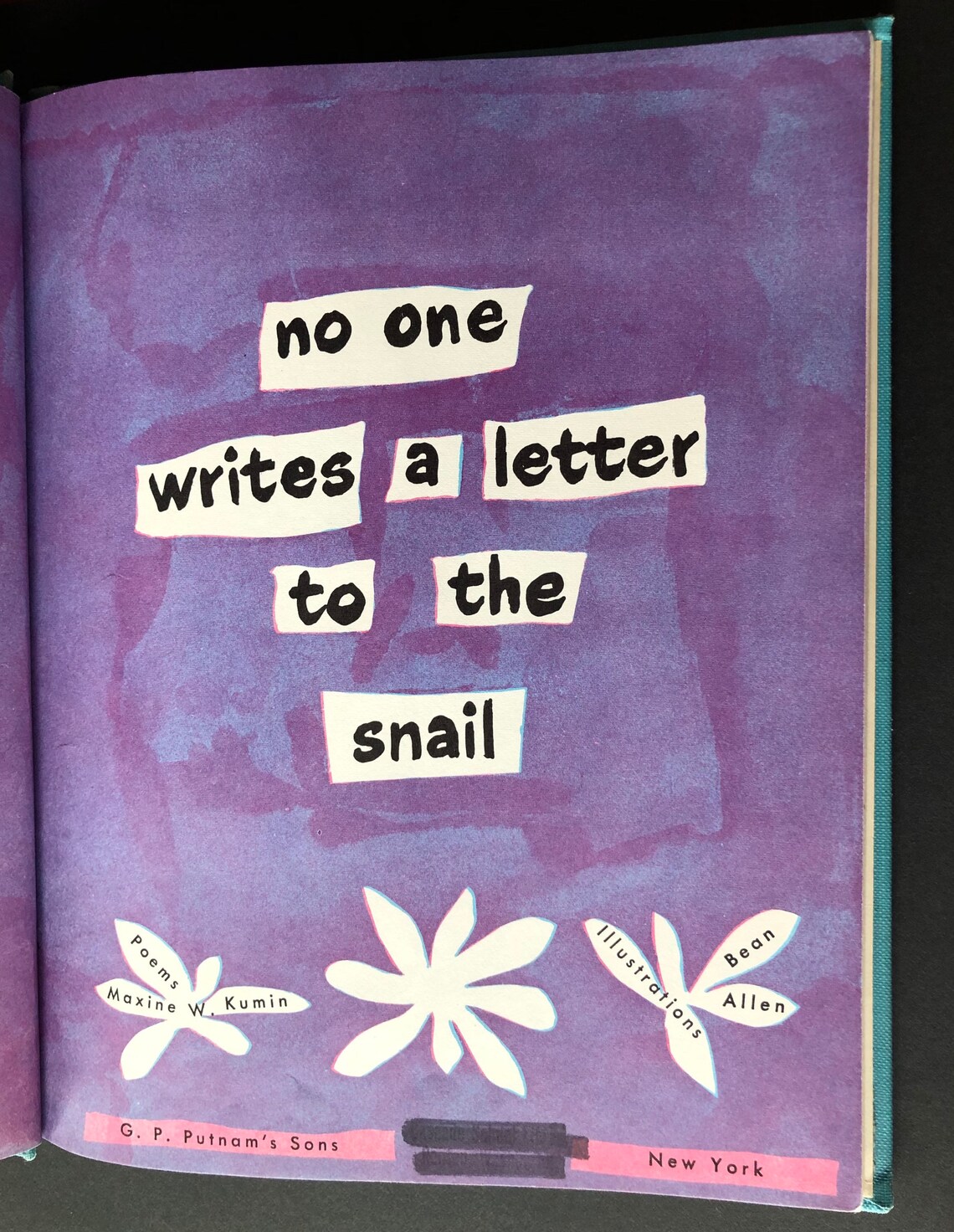 No One Writes a Letter to the Snail, Poems by Maxine W. Kumin, 1962 Etsy