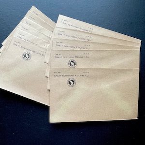 Rare Train Ephemera – Great Northern Railway Envelopes – Midcentury NOS – Set of 12 | FREE SHIPPING