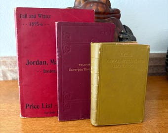 Antique Reference Book Trio • 1895–1911 Advertising & Medical Set • Jordan Marsh Catalog • I.C.S. Advertiser’s Handbook • Wellcome Excerpta