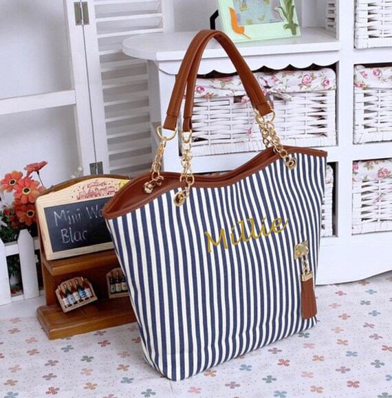 personalised canvas beach bag