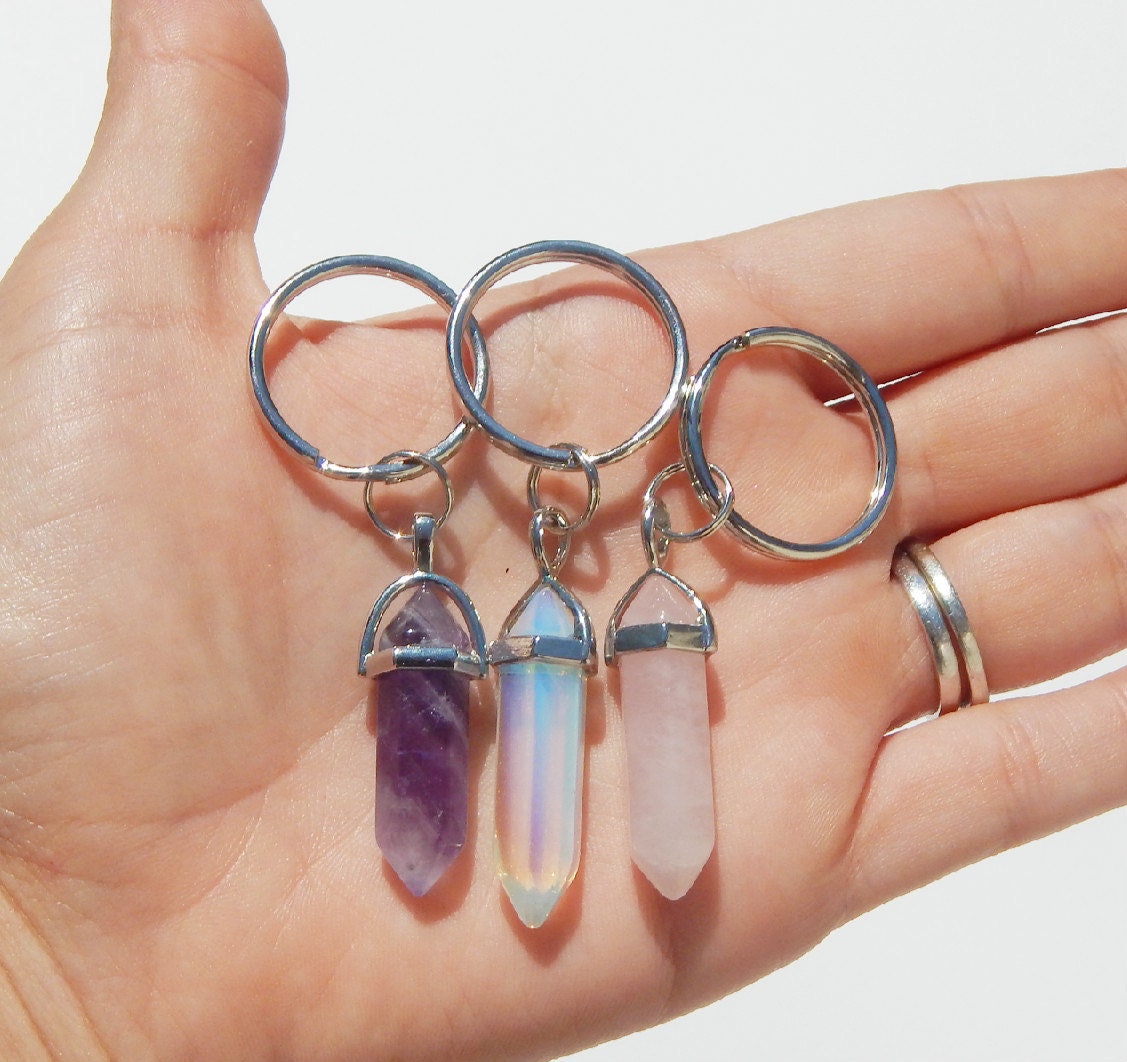 Crystal Keychain Crystal Pendant Keychain Gemstone Keychain Etsy