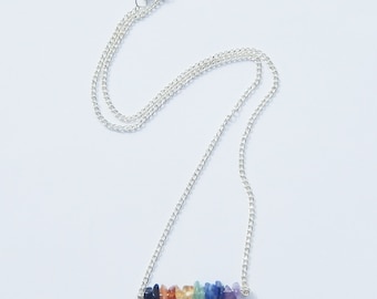 Chakra Necklace, Crystal Necklace, Chakra Crystal Necklace, Crystal Choker, Chakra Crystals, Gemstone Chip Necklace, Chakra Jewelry, Yoga