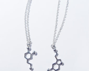 Dopamine Necklace, Serotonin Necklace, Dopamine Charm, Molecule Necklace, Science Necklace, Dopamine Jewelry, Serotonin , Science Jewelry
