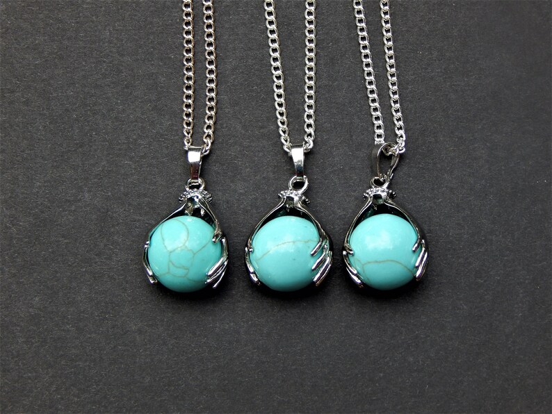 Turquoise Crystal Ball Necklace - Crystal Ball Pendant Turquoise Crystal Ball Necklace - Crystal Ball Pendant