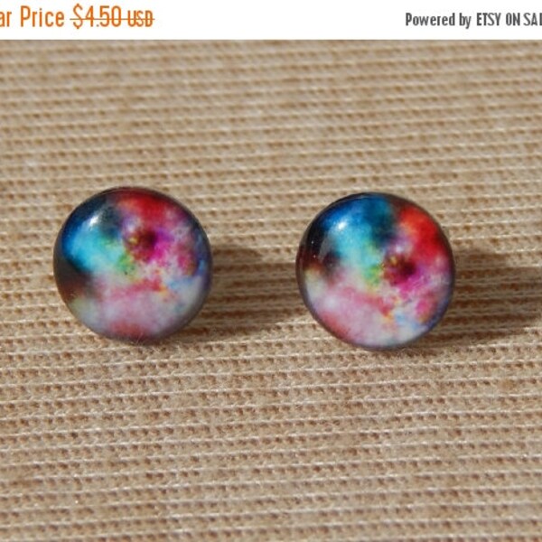 Galaxy Earrings, Galaxy Stud Earrings, Glass Dome Earrings, Science Earrings, Alien Earrings, Galaxy, Science Jewelry, Glass Stud Earrings